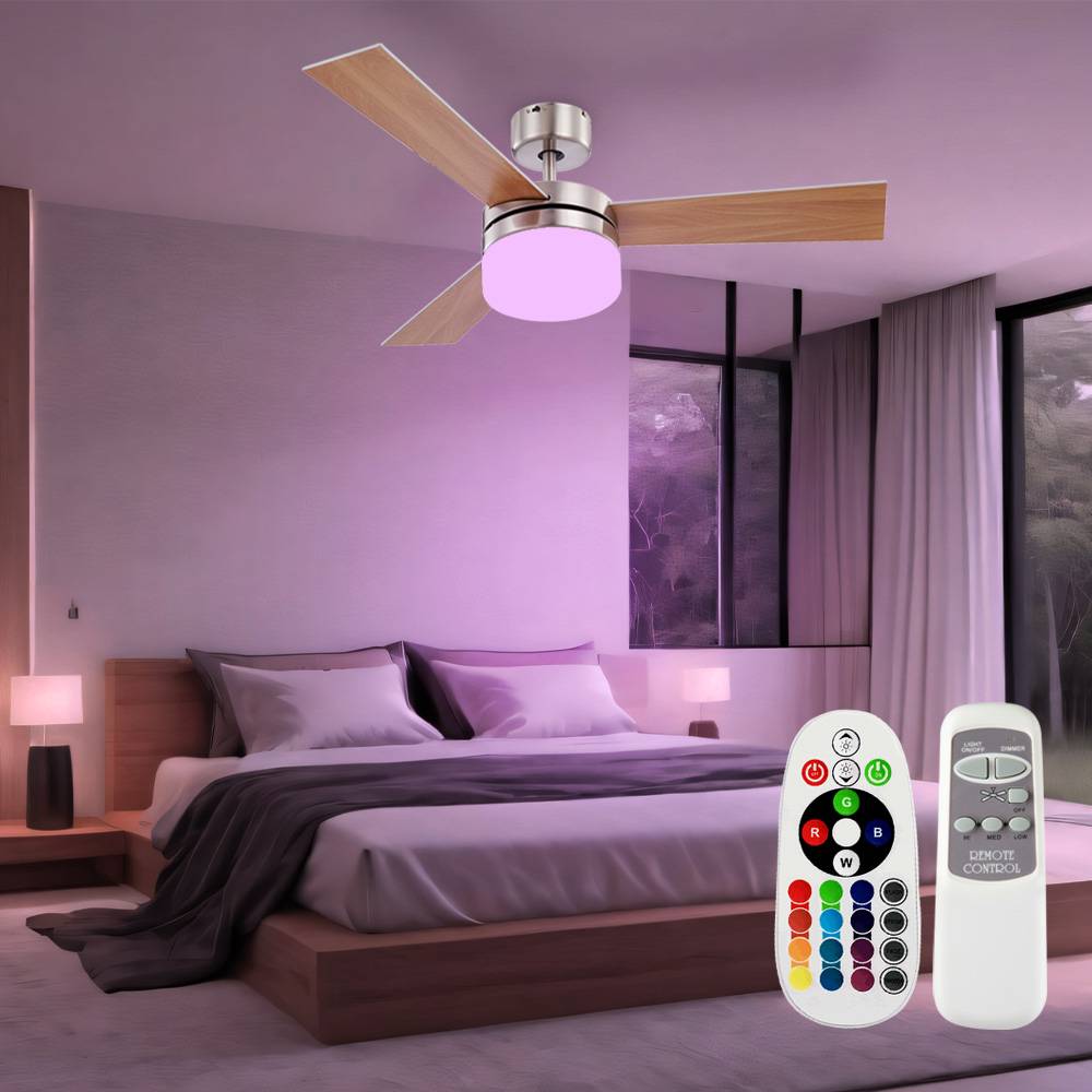 Deckenventilator mit Fernbedienung 3 Stufen Vor-Rücklauf Durchmesser 105 cm RGB LED Farbwechsler dimmbar Deckenlicht