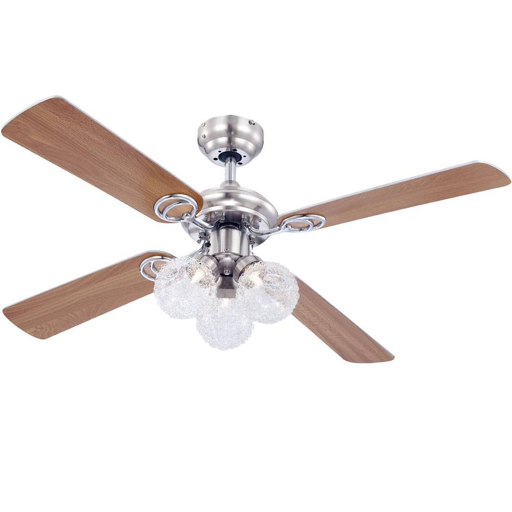 LED Deckenventilator mit Beleuchtung und Zugschalter 3 Stufen Vor- und Rücklauf