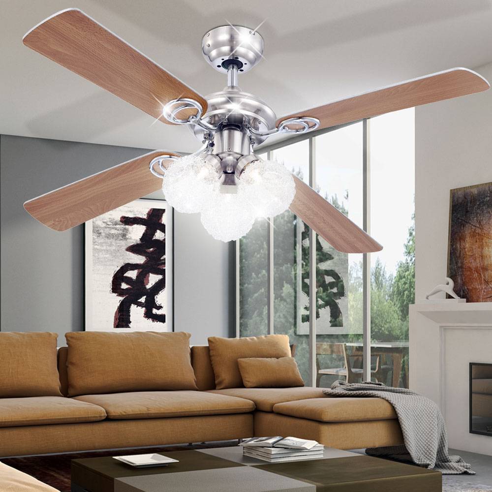 LED Deckenventilator mit Beleuchtung und Zugschalter 3 Stufen Vor- und Rücklauf