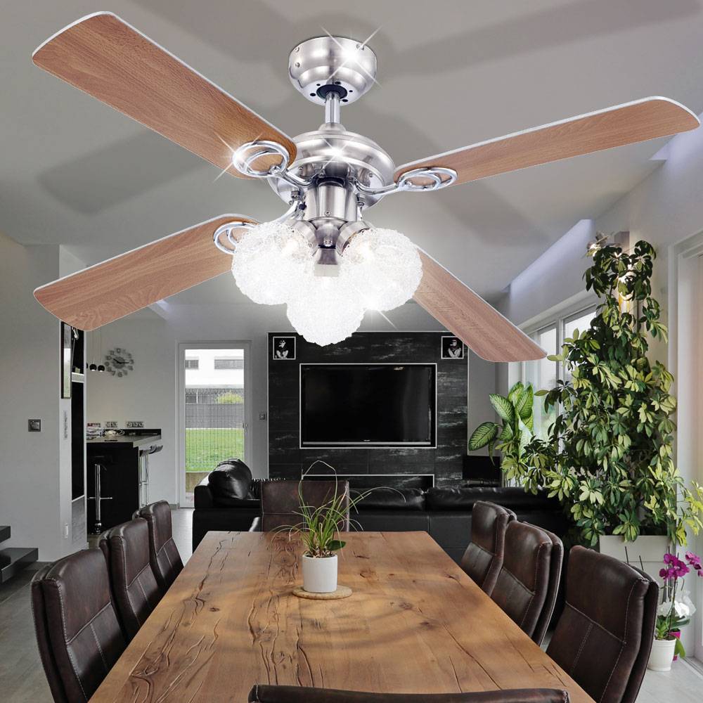 LED Deckenventilator mit Beleuchtung und Zugschalter 3 Stufen Vor- und Rücklauf