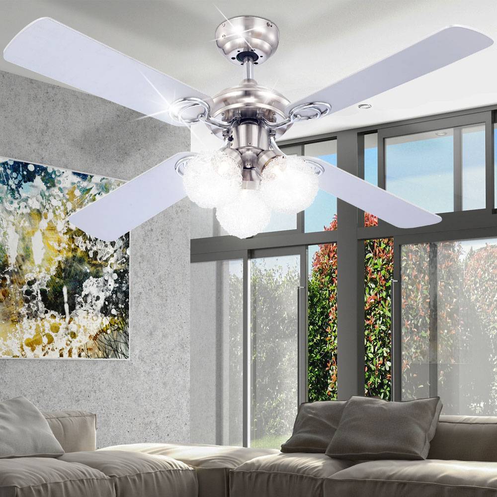 LED Deckenventilator mit Beleuchtung und Zugschalter 3 Stufen Vor- und Rücklauf