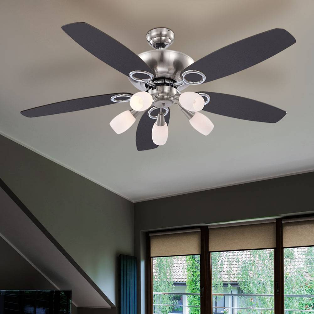 LED Deckenventilator mit Zugschalter 3 Stufen Rechts-Links-Lauf 130 cm Flügel wendbar