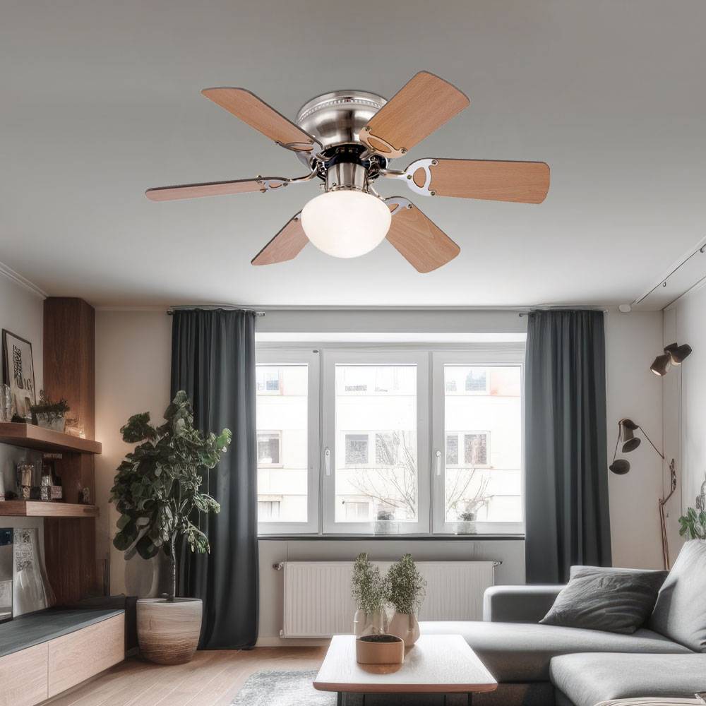 Deckenventilator mit Zugschalter Fernbedienung und Licht 3 Geschwindigkeitsstufen 76 cm