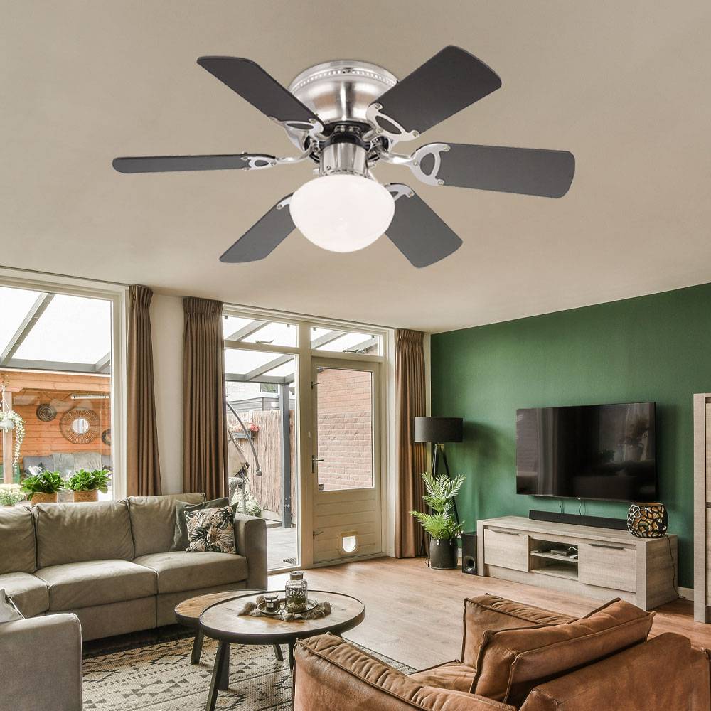 Deckenventilator mit Zugschalter Fernbedienung und Licht 3 Geschwindigkeitsstufen 76 cm