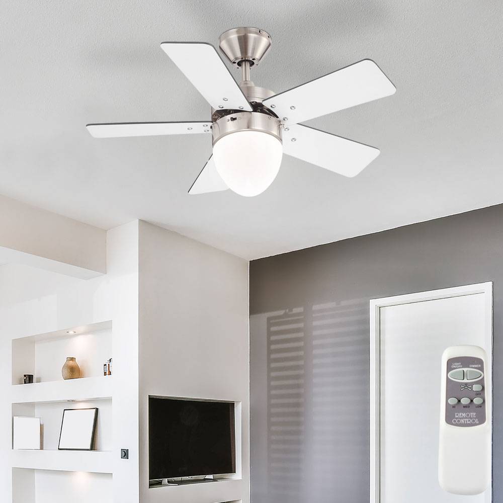 Decken Ventilator Zugschalter Wohn Ess Zimmer Leuchte Kühler im Set inklusive Fernbedienung