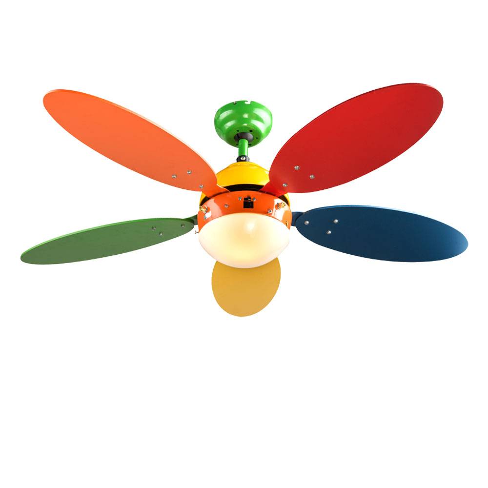 Deckenventilator Kinderzimmer Ventilatorlampe bunt Deckenleuchte Lüfter Vor-Rücklauf, Glas, App Steuerung CCT, Smart RGB LED 4,8W 450Lm, D 106,6 cm
