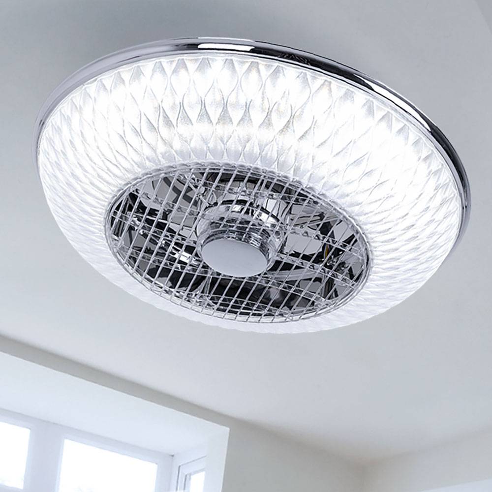 Deckenventilator mit LED-Licht Fernbedienung Dimmbar CCT-Schaltung 3 Stufen Chrom 55 cm
