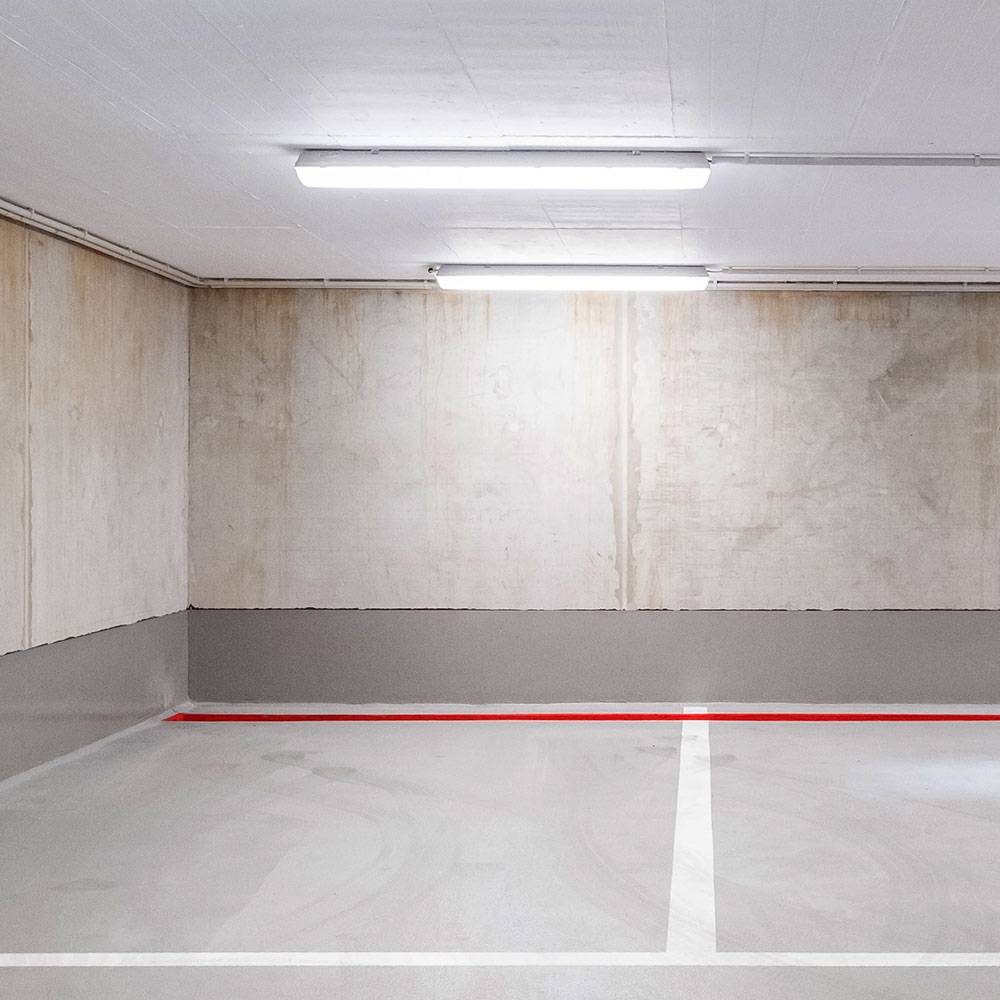 Wannenleuchte LED Feuchtraumlampe weiß Werkstattleuchte Industrie IP65, Kunststoff, 1x LED 48W 5760lm 4000K neutralweiß, LxBxH 150x6,5x5,8 cm, 2er