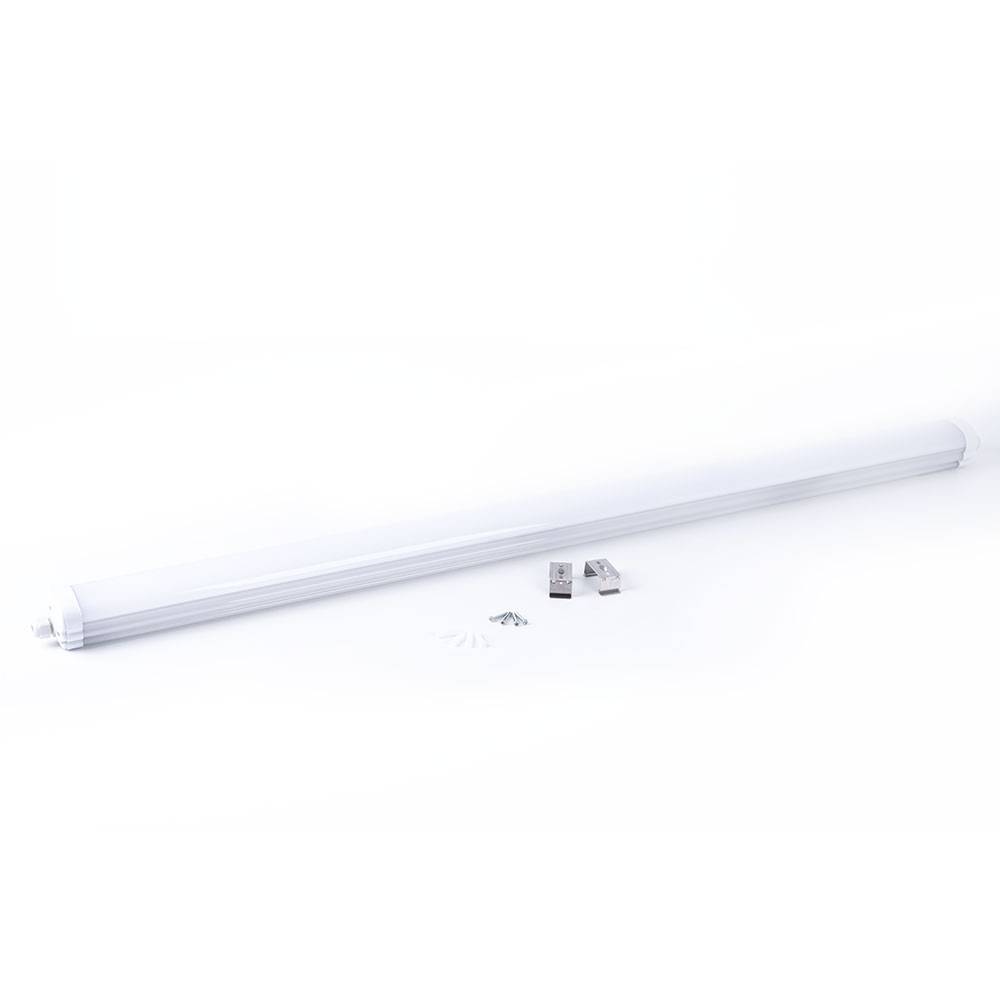 Wannenleuchte LED Feuchtraumlampe weiß Werkstattleuchte Industrie IP65, Kunststoff, 1x LED 48W 5760lm 4000K neutralweiß, LxBxH 150x6,5x5,8 cm, 10er