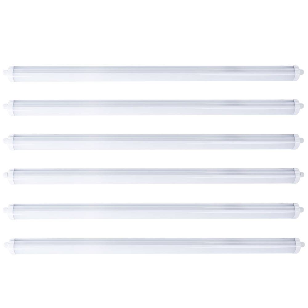 LED Feuchtraumleuchte 150 cm Kellerleuchte Wannenleuchte 3840 Lumen 48 Watt Kaltweiß 6er SET