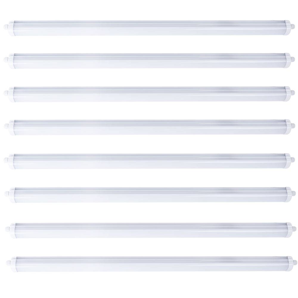 8er Set 48 Watt LED Decken Wannen Lampen Garagen Lager Hallen Beleuchtung 4500K Lampen neutralweiß