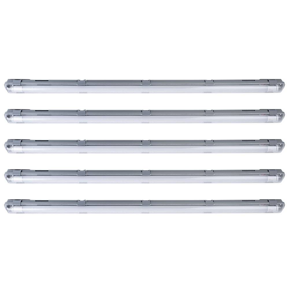 LED Feuchtraum Wannenleuchte Kellerleuchte 157 cm, LED 22 Watt 1x 2000lm kaltweiß, 5er Set