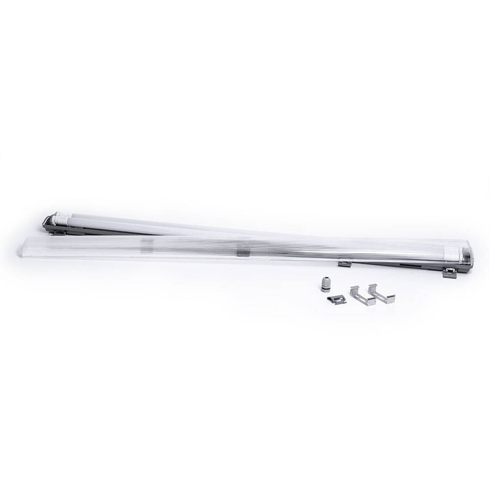 Feuchtraumleuchte LED 156 cm neutralweiß LED Röhre LED Werkstatt Deckenleuchte 44 Watt Kellerlampe LED, 2x T8 2x22W 2x 2000lm 4000K, H 6,3 cm, 10er