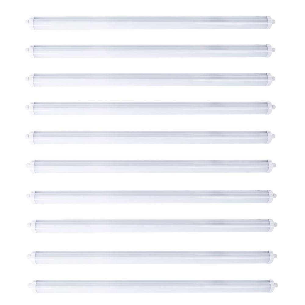 Wannenleuchte LED Feuchtraumlampe weiß Werkstattleuchte Industrie IP65, Kunststoff, 1x LED 48W 5760lm 4000K neutralweiß, LxBxH 150x6,5x5,8 cm, 10er