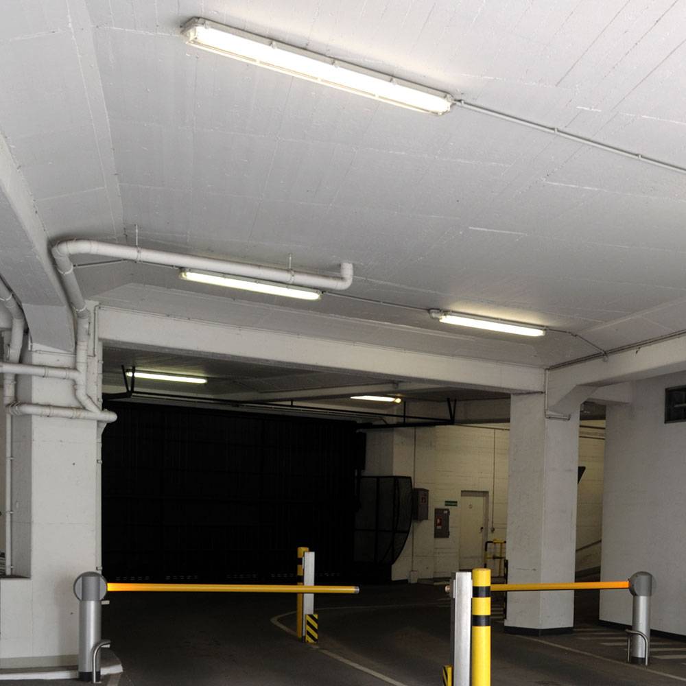 Feuchtraumlampe Wannenleuchte LED weiß Werkstattleuchte Industrie IP65, Kunststoff, 1x LED 48W 5760lm 4000K neutralweiß, LxBxH 150x6,5x5,8 cm, 10er