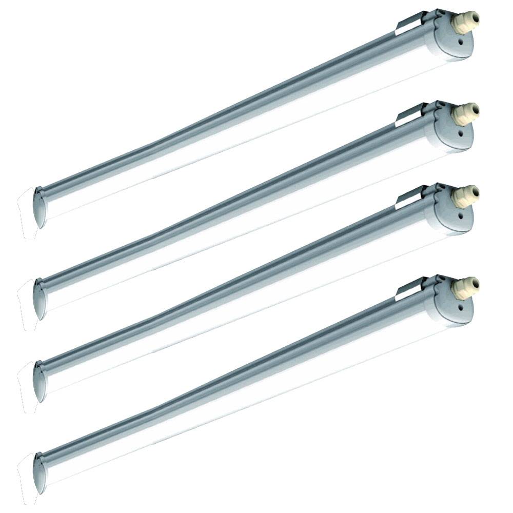 4x LED 150 CM Wannenleuchten 32 Watt Tages-Licht Feucht Nass Raum Decken Leuchten Industrie Hallen Beleuchtung Werkstatt Keller Garage IP65
