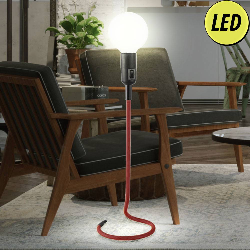 Tisch Lampe Textil Lese Strahler Wohn Schlaf Zimmer Design Beleuchtung im Set inkl. LED Leuchtmittel