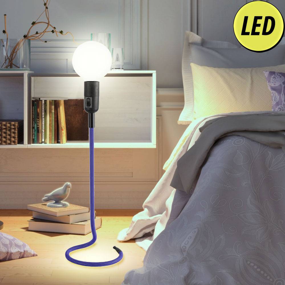 Retro Tisch Leuchte Arbeits Wohn Zimmer Textil Strahler Lese Lampe im Set inkl. LED Leuchtmittel