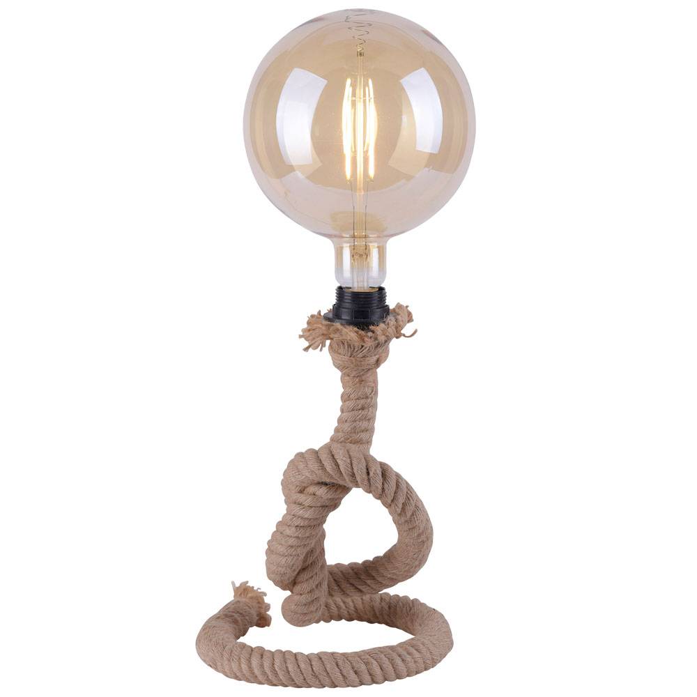 Schreib Nacht Tisch Leuchte RETRO Seil Wohn Ess Zimmer Beistell Beleuchtung Vintage Design Lese Lampe
