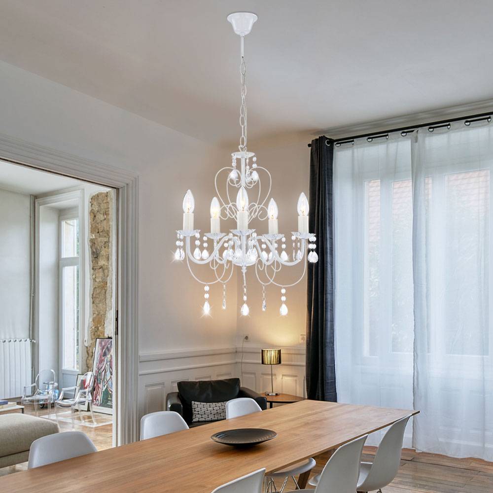 Kronleuchter Filament Hänge Lampe Kristall Dimmer Decken Leuchte im Set inkl. LED Leuchtmittel