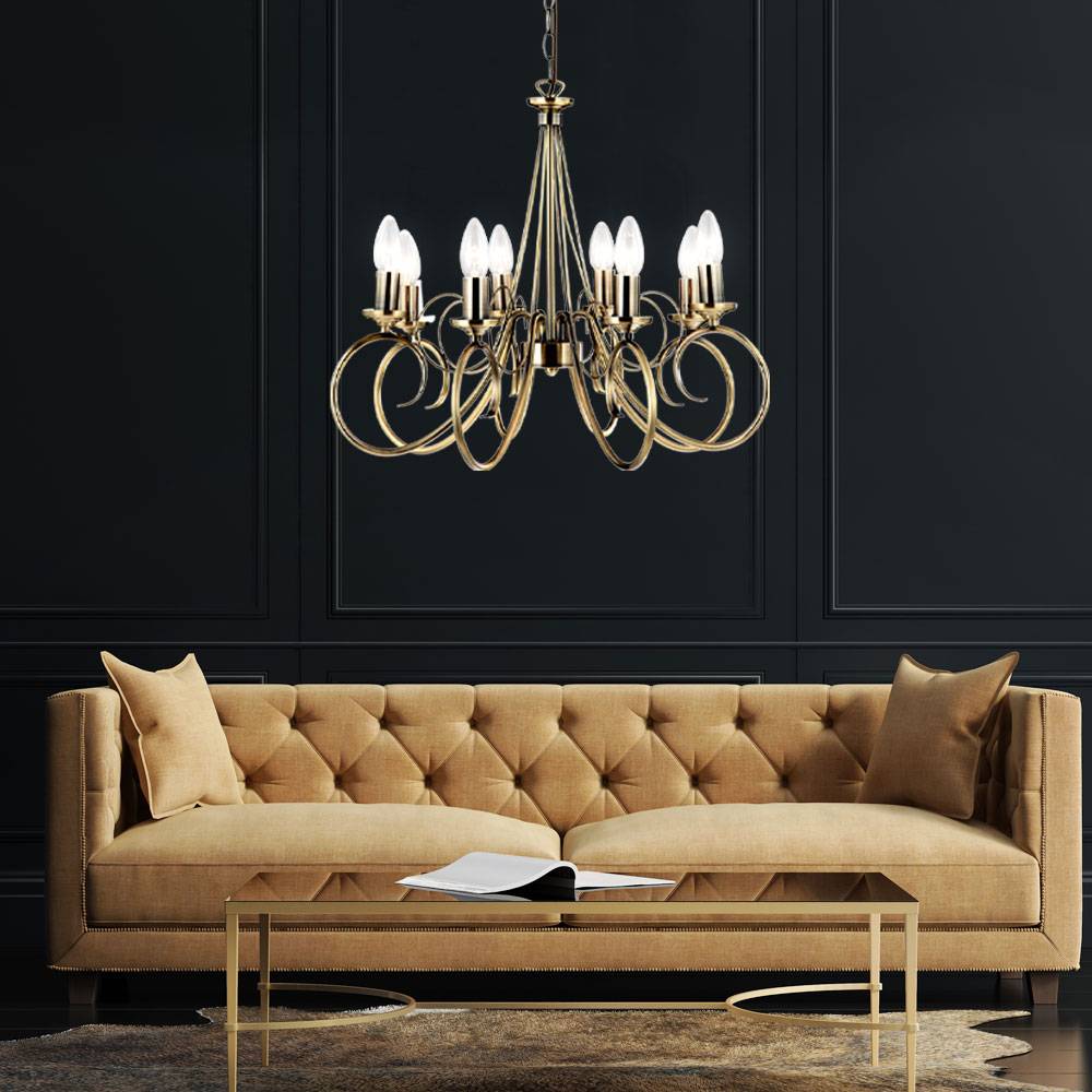 Altmessing Kronleuchter Hänge Decken Lüster Wohn Ess Zimmer Beleuchtung Pendel Lampe