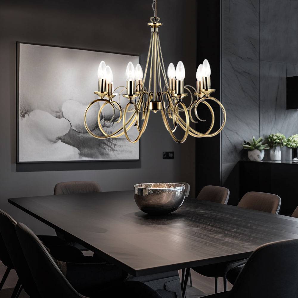 Altmessing Kronleuchter Hänge Decken Lüster Wohn Ess Zimmer Beleuchtung Pendel Lampe