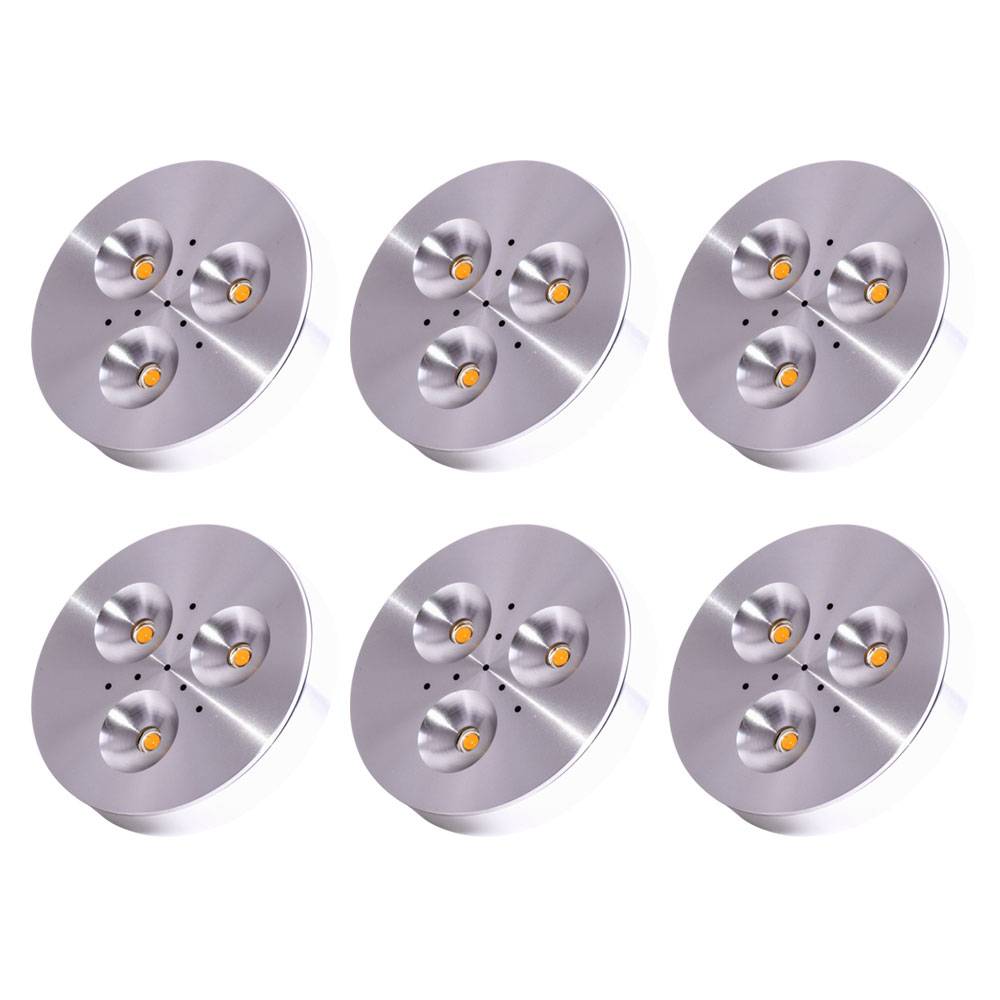 6er Set LED Möbel Einbau Strahler Arbeits Zimmer Schrank Aufbau Decken Leuchten Alu gebürstet