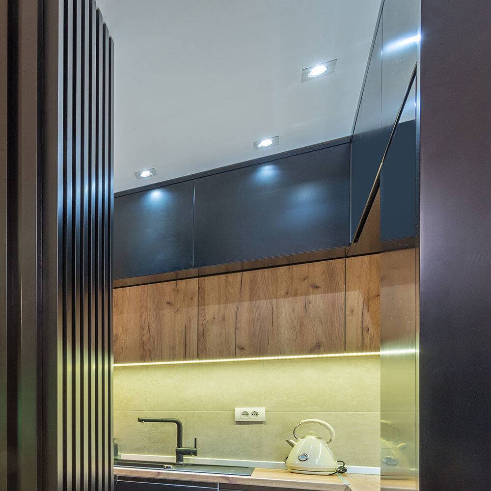 Einbauleuchte Deckenleuchte Deckenlampe Wohnzimmer, schwenkbar, Metall nickel matt, 1x LED 5W 400Lm 3000K, LxB 8,5x8,5cm, 24er Set