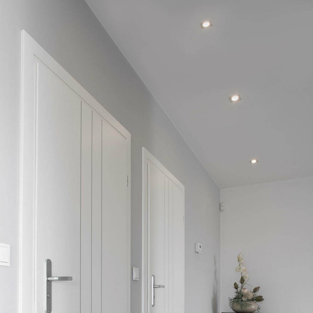 Einbauleuchte Deckenleuchte Deckenlampe Wohnzimmer, schwenkbar, Metall nickel matt, 1x LED 5W 400Lm 3000K, LxB 8,5x8,5cm, 9er Set