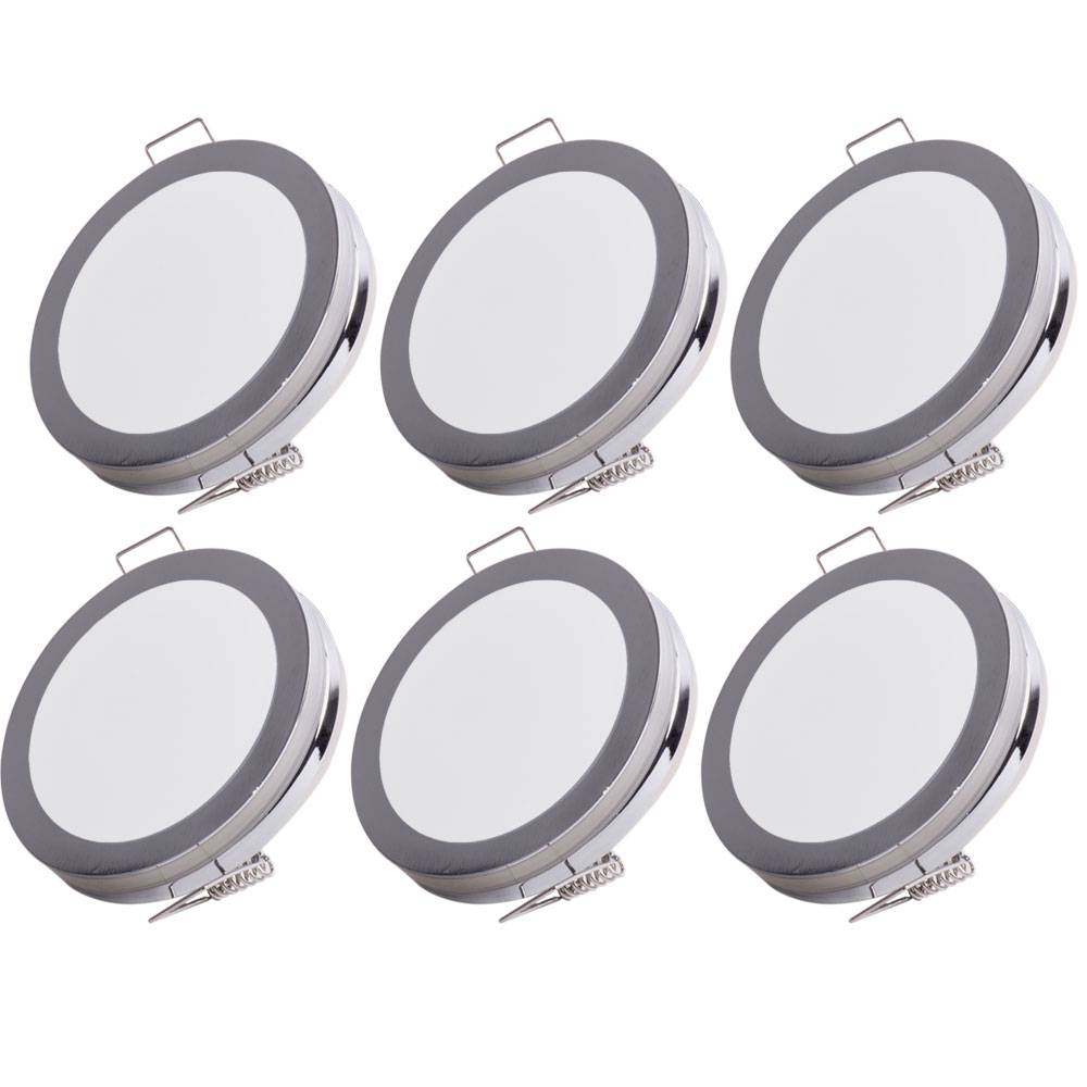 6er Set LED Einbau Leuchten Chrom Flur Strahler rund Wohn Zimmer Flur Spot Lampen Karton beschädigt
