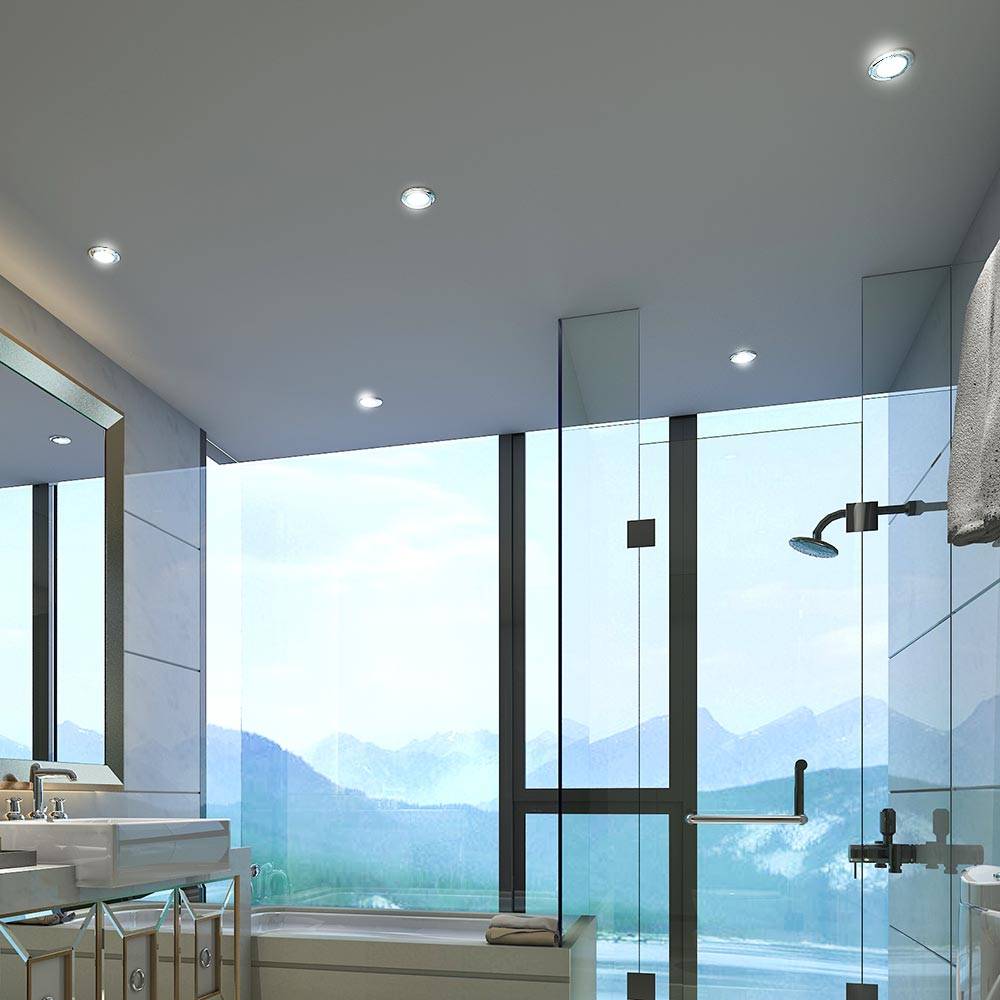 6er Set LED Einbau Leuchten Chrom Flur Strahler rund Wohn Zimmer Flur Spot Lampen Karton beschädigt