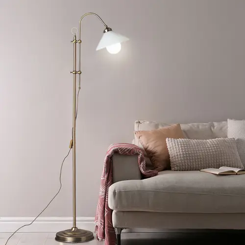 Standleuchte Stehlampe Wohnzimmer höhenverstellbar Lampe stehend, Bogenlampe Metall, altmessing, Kabelschalter, E27, H 145-170 cm Standleuchte Stehlampe Wohnzimmer höhenverstellbar Lampe stehend, Bogenlampe Metall, altmessing, Kabelschalter, E27, H 145-170 cm