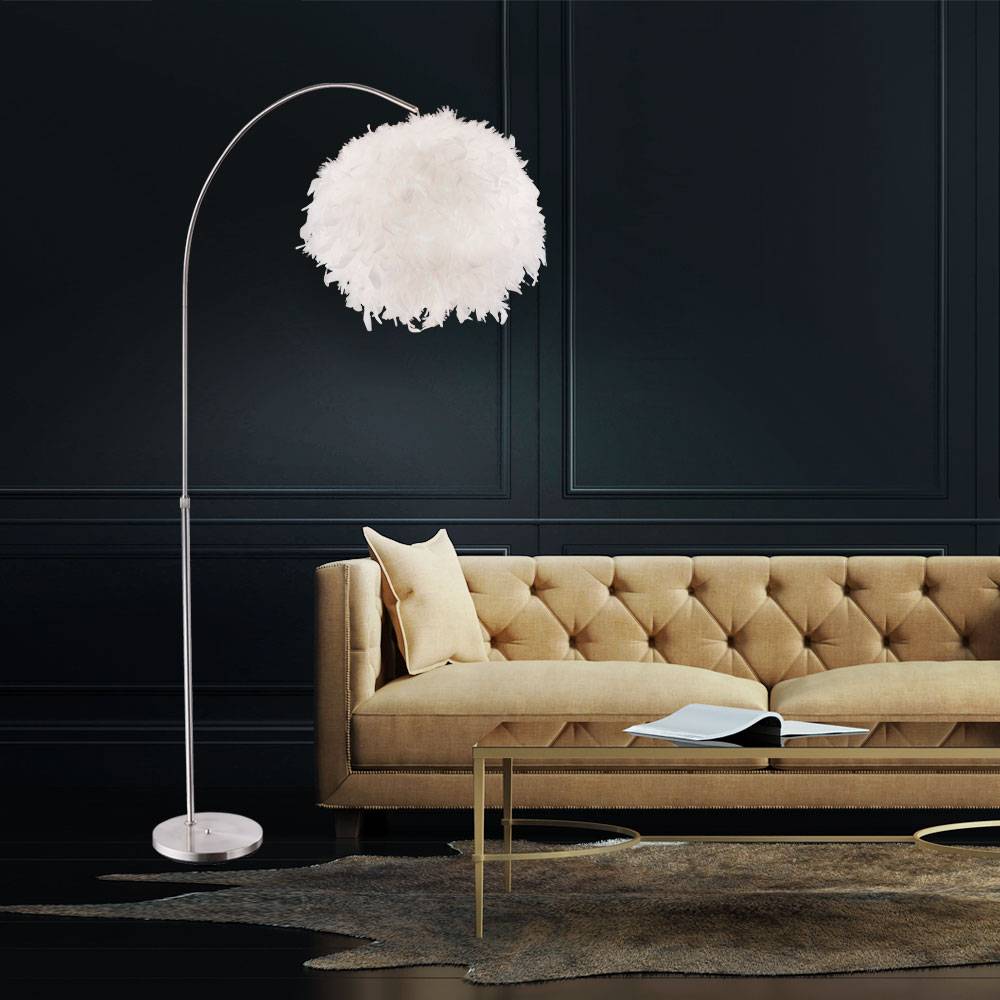 Steh Leuchte Feder Kugel Beleuchtung Fußschalter Lampe höhenverstellbar im Set inkl LED Leuchtmittel