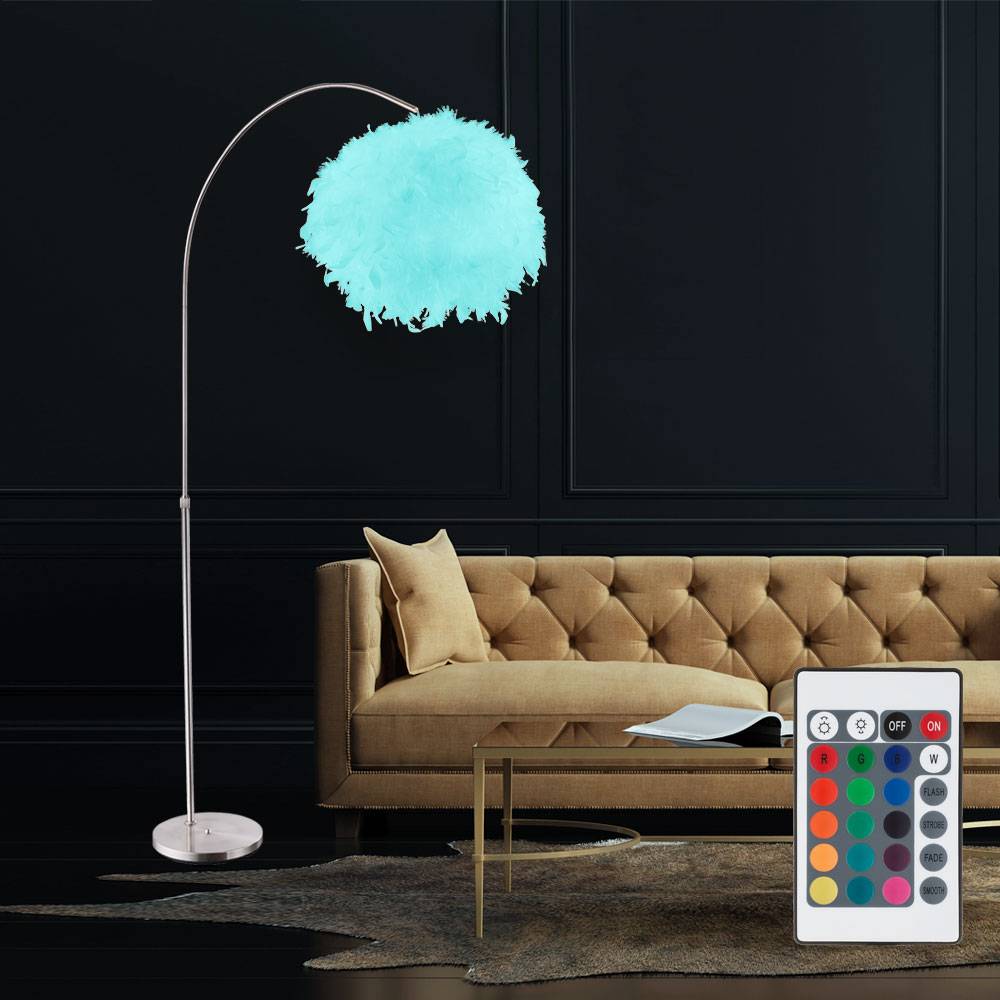 Stehlampe modern Wohnzimmerleuchte weiß Standlampe dimmbar, LED RGB Designlampe Höhenverstellbar, 1x LED 9W 806lm 3000K warmweiß, LxBxH 96x45x196