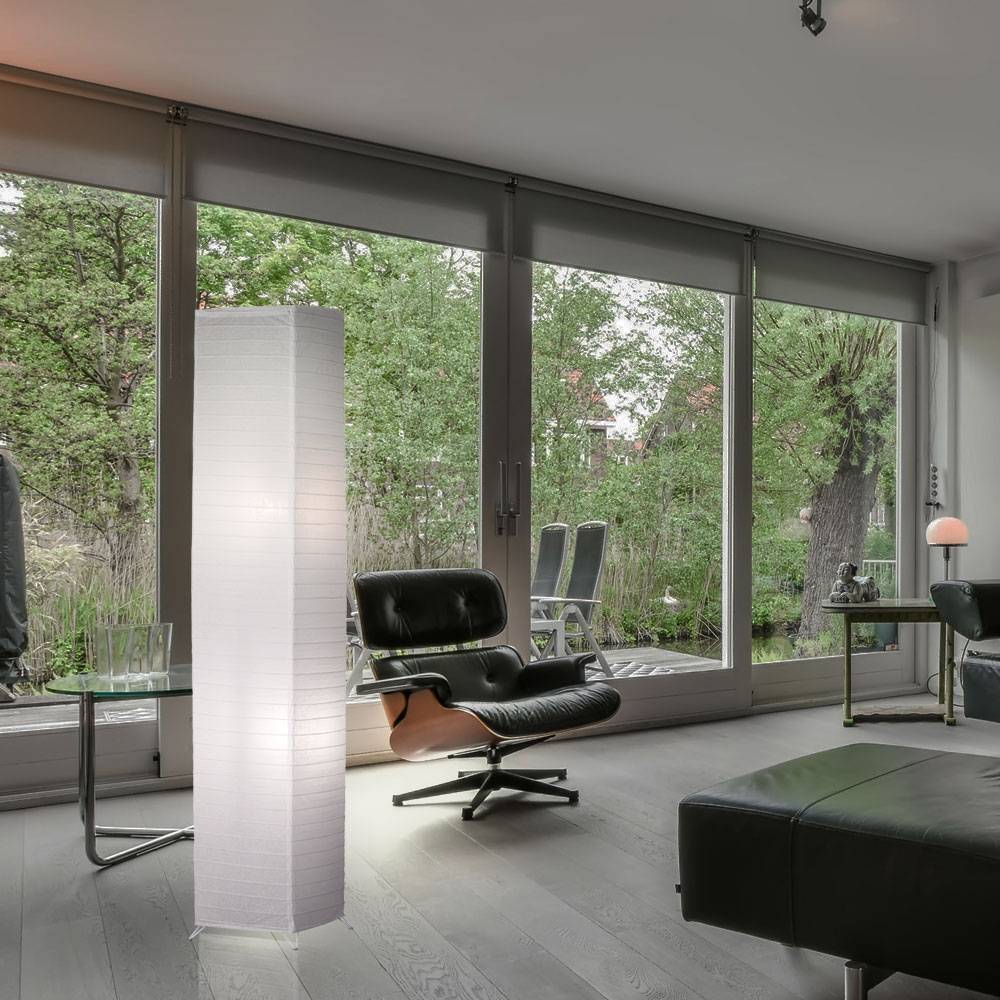 Stehleuchte Papier Wohnzimmerleuchte Beistellleuchte Schlafzimmer Standlampe 2 flammig, 2x E27, LxH 25x130 cm