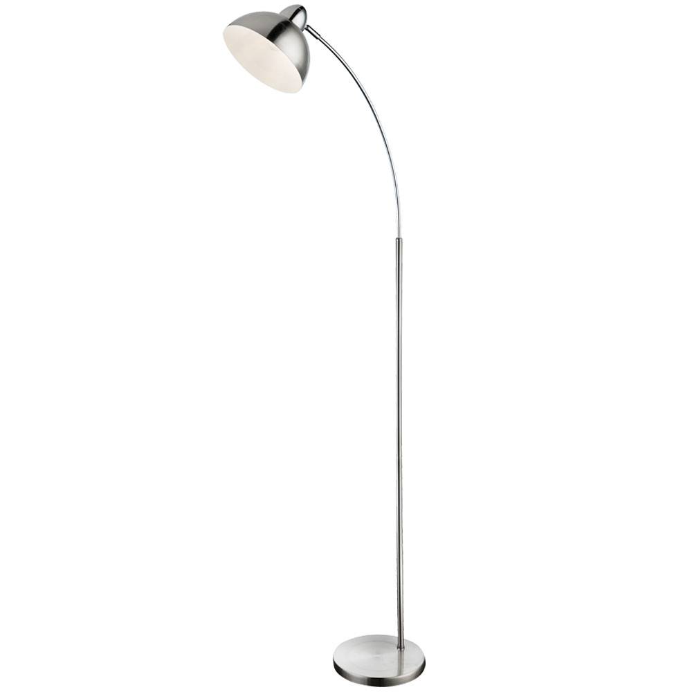 Bogenstehleuchte chrom Stehlampe gebogen schwenkbar Standleuchte Wohnzimmer, mit Schalter Innen weiß, 1x E27, H 155 cm