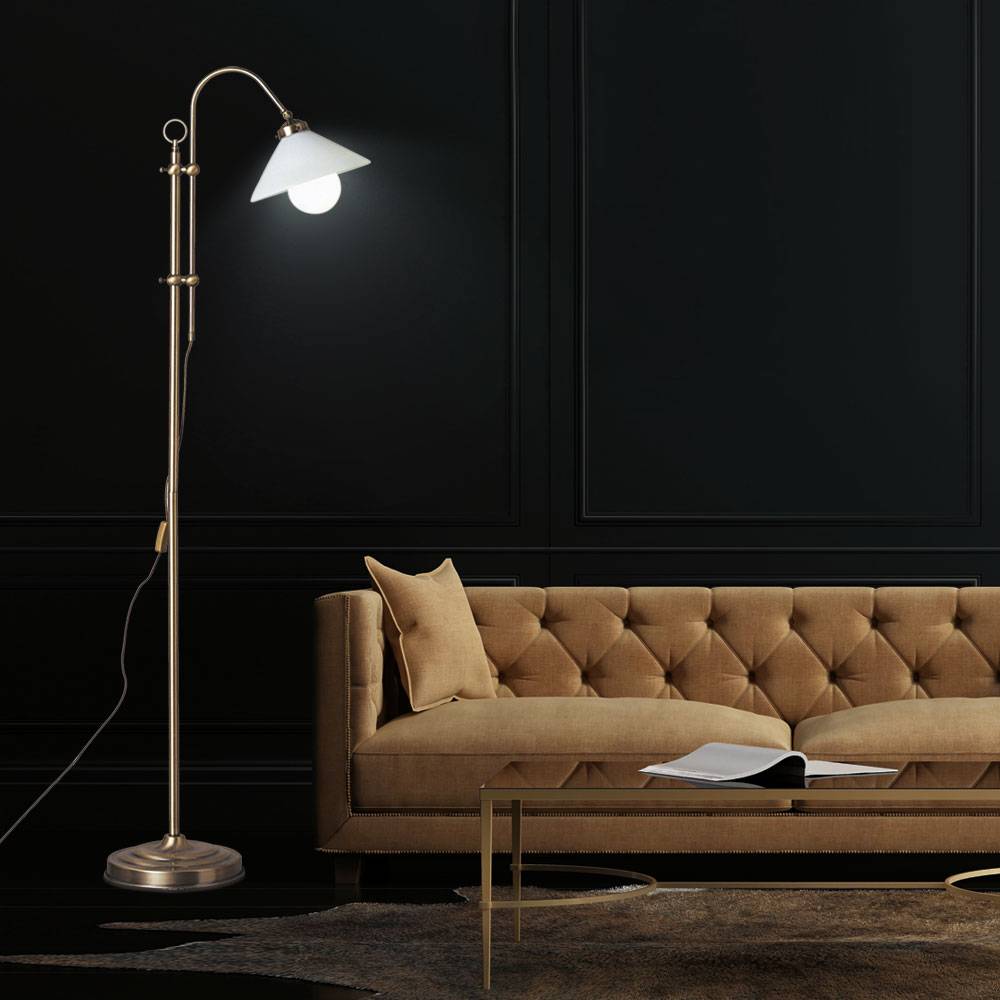 LED Bogen Leuchte Steh Stand Lampe Glas Strahler höhenverstellbar Antik Retro Vintage Beleuchtung