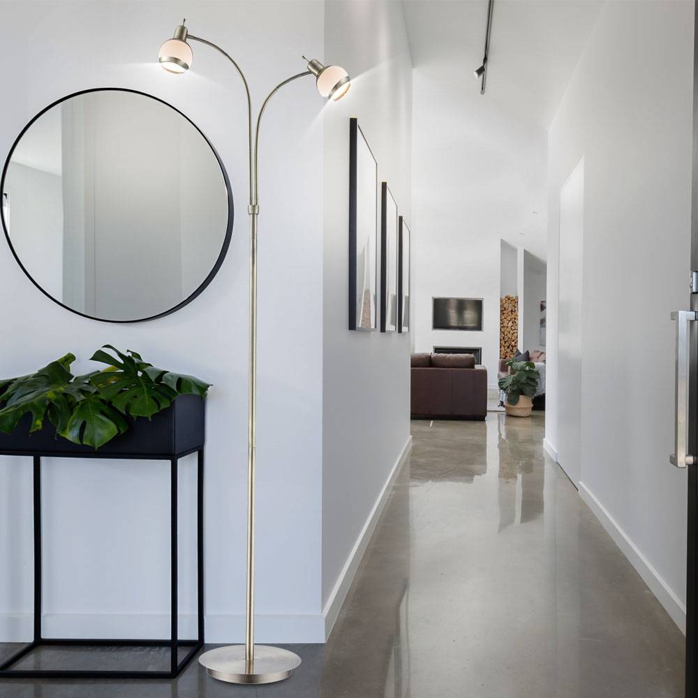 Steh Lampe Schlaf Gäste Zimmer Glas Decken Fluter Alt Messing Leuchte FLEXO