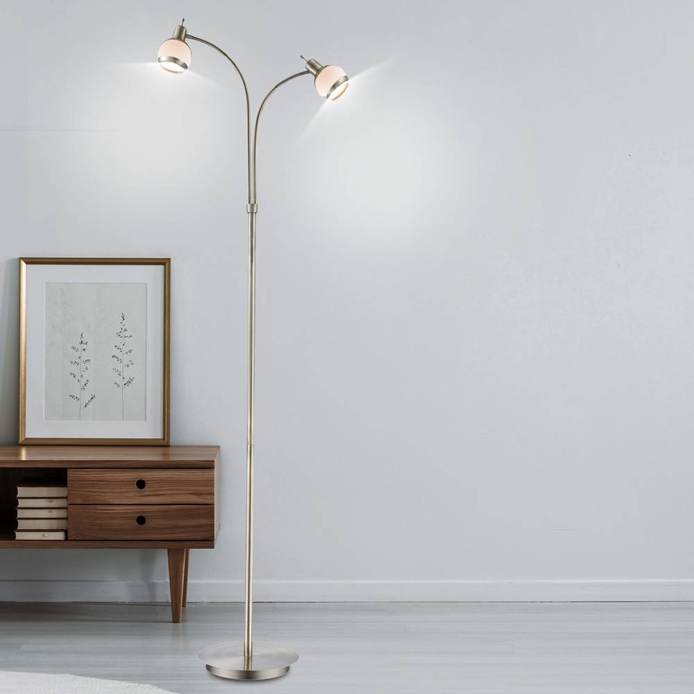 Steh Lampe Schlaf Gäste Zimmer Glas Decken Fluter Alt Messing Leuchte FLEXO