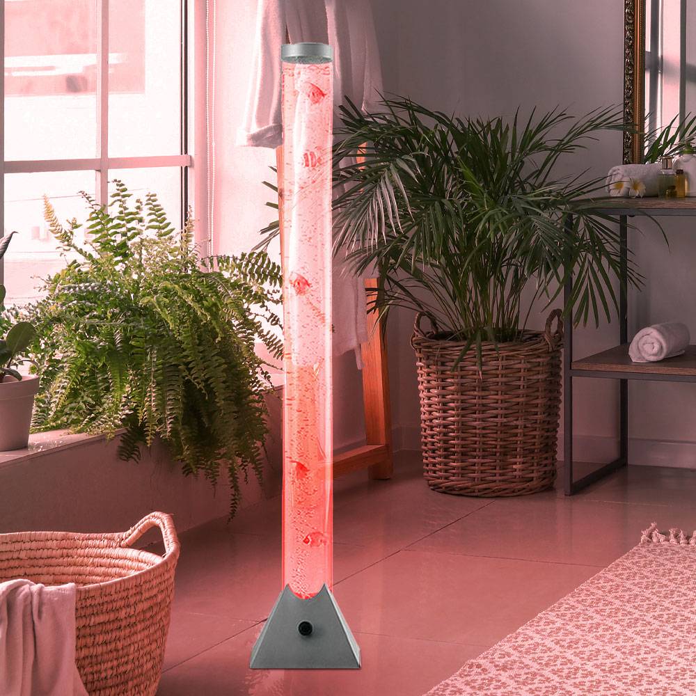 LED RGB Wasser Säule klar Deko Fische Steh Lampe Kabel Schalter Farbwechsel