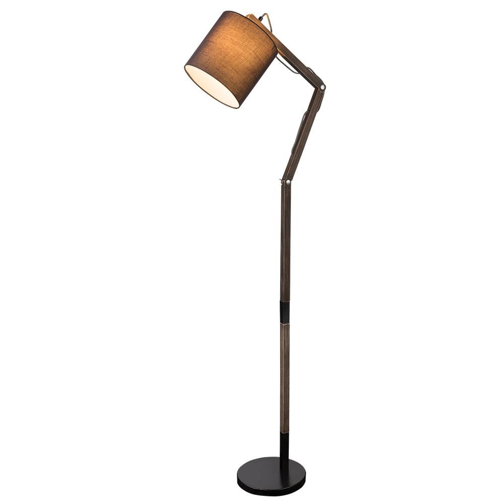 Stehleuchte Fernbedienung dimmbar Gelenkleuchte Holz Textilschirm Wohnzimmerlampe beweglich, Metall schwarz braun, RGB LED 8,5W 806Lm warmweiß,