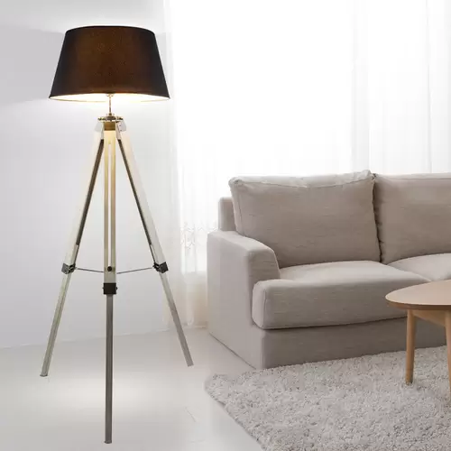 Stehleuchte Wohnzimmer grau Stehlampe Metall Standleuchte Stativ Holz, Textilschirm, 1x E27 Fassung, DxH 65x145 cm Stehleuchte Wohnzimmer grau Stehlampe Metall Standleuchte Stativ Holz, Textilschirm, 1x E27 Fassung, DxH 65x145 cm