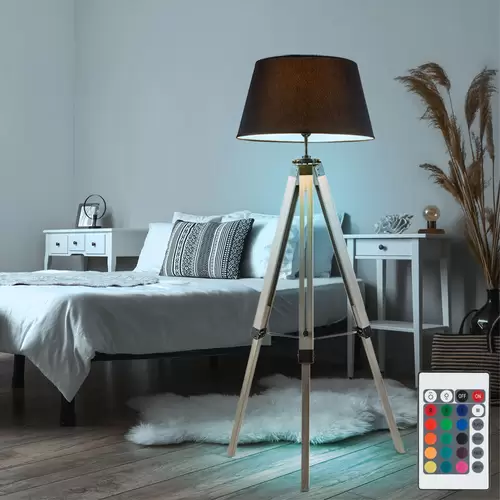 Stehleuchte dimmbar mit Fernbedienung Holzleuchte LED Stehlampe Wohnzimmer, RGB Farbwechsel Holz Stativ, 8,5W 806lm warmweiß, DxH 65x145 cm Stehleuchte dimmbar mit Fernbedienung Holzleuchte LED Stehlampe Wohnzimmer, RGB Farbwechsel Holz Stativ, 8,5W 806lm warmweiß, DxH 65x145 cm