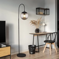 Stehlampe Stehleuchte schwarz Wohnzimmerleuchte stehend Bogenlampe mit Schalter, rauchiges Glas, 1x E27, LxBxH 39 x 25 x 150 cm Stehlampe Stehleuchte schwarz Wohnzimmerleuchte stehend Bogenlampe mit Schalter, rauchiges Glas, 1x E27, LxBxH 39 x 25 x 150 cm