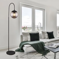 Stehlampe Stehleuchte schwarz Wohnzimmerleuchte stehend Bogenlampe mit Schalter, rauchiges Glas, 1x E27, LxBxH 39 x 25 x 150 cm Stehlampe Stehleuchte schwarz Wohnzimmerleuchte stehend Bogenlampe mit Schalter, rauchiges Glas, 1x E27, LxBxH 39 x 25 x 150 cm