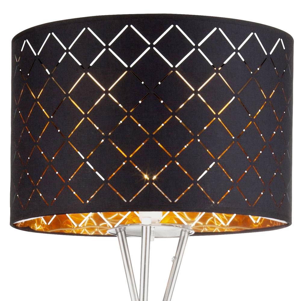 Steh Lampe Decken Fluter Wohn Zimmer Beleuchtung Textil schwarz-gold Stand Leuchte
