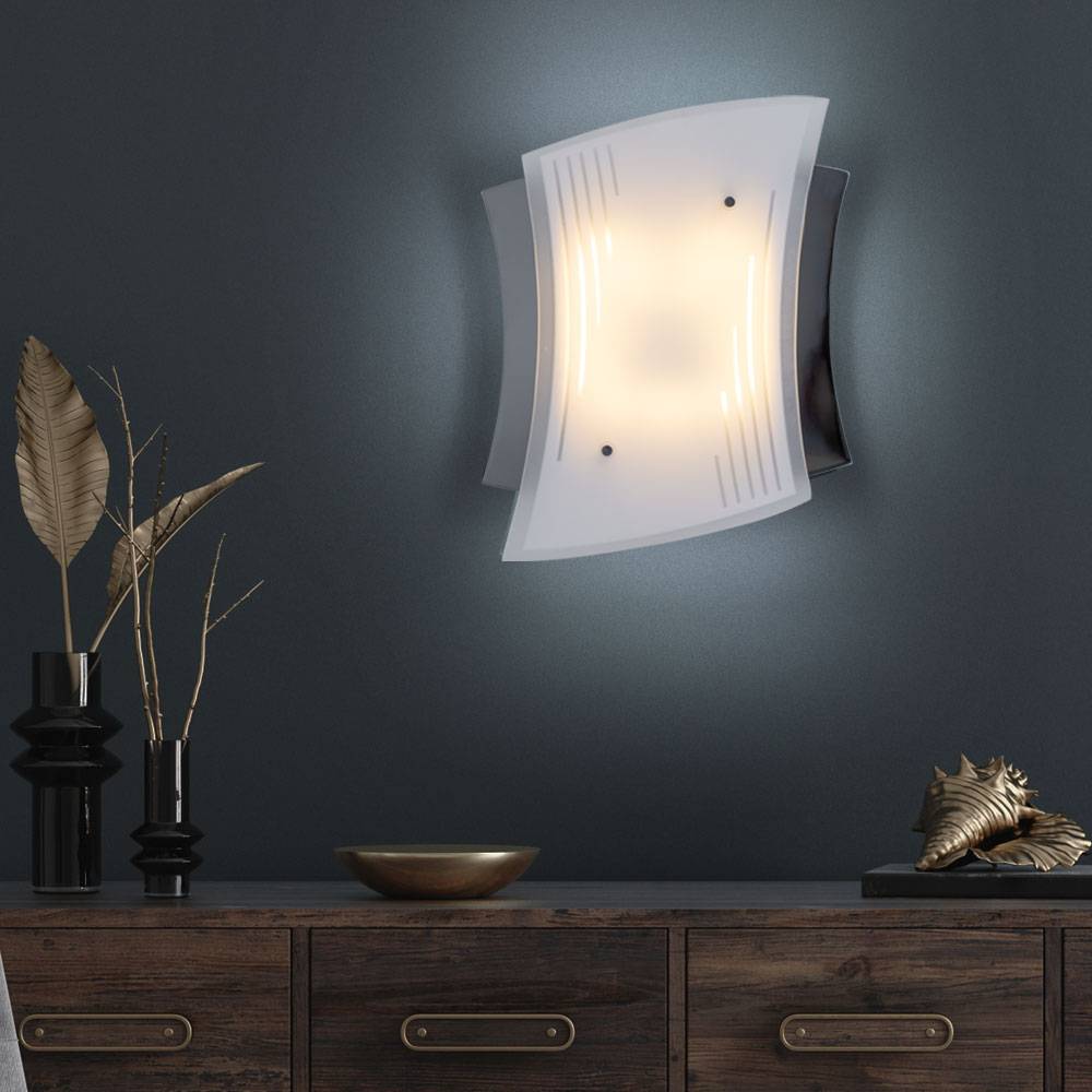 2er-Set Wandleuchte Wandlampe Energiesparend Lampe Bad Badezimmer Chrom Licht WING