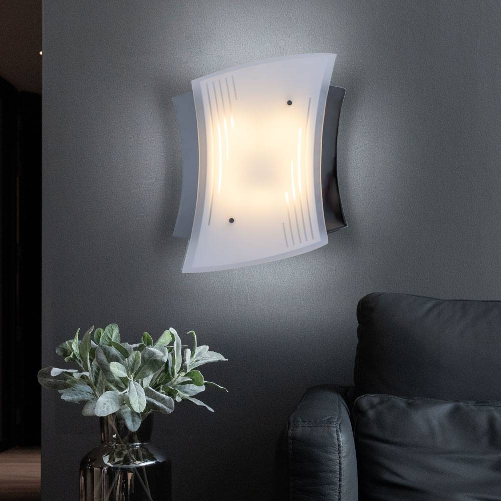 2er-Set Wandleuchte Wandlampe Energiesparend Lampe Bad Badezimmer Chrom Licht WING