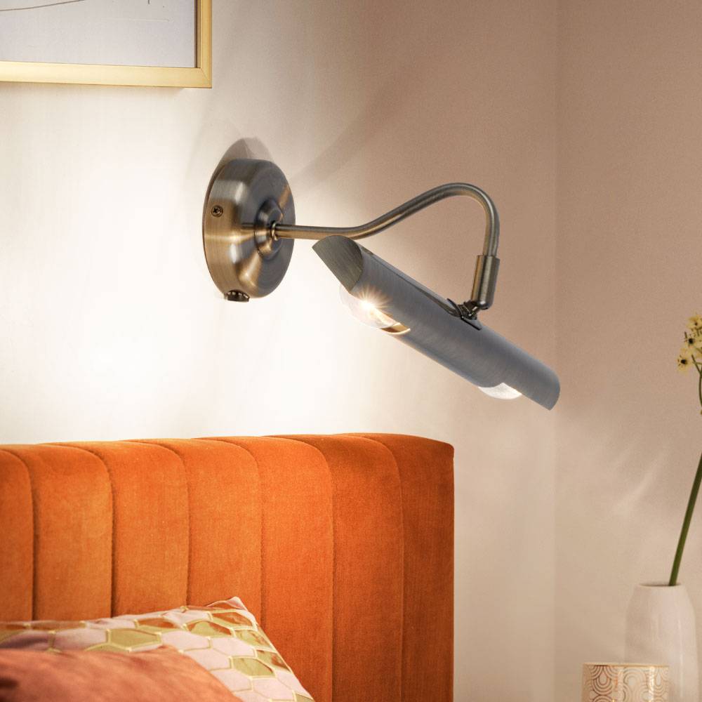 Wandlampe LED Bilderleuchte Wandhalterung Landhaus Stil Alt Messing Wandleuchte Wandstrahler, Flur Wohnzimmer Schlafzimmer