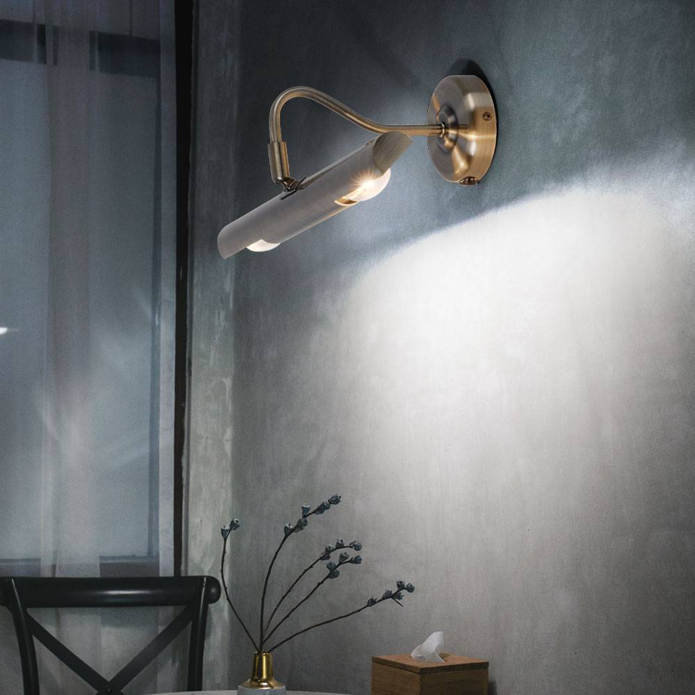 2er Set Wandlampe LED Bilderleuchte Wandhalterung Landhaus Stil Alt Messing Wandleuchte Wandstrahler